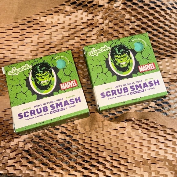 NWT HTF 2 Pack Dr Squatch MARVEL HULK SCRUB SMASH Limited Edition Soap Avengers - Picture 2 of 5